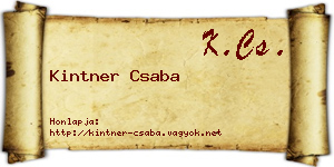 Kintner Csaba névjegykártya